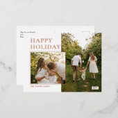 シックなハッピーホリデカスタムーション写真箔はがき 箔シーズンポストカード (正面/裏面)