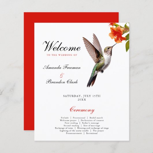 シックなハミングバードとオレンジフラワー結婚ズ (正面/裏面)