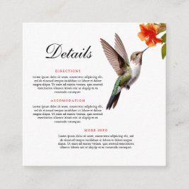 シックなハミングバードとオレンジフラワー結婚ズ エンクロージャーカード