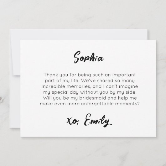 シックなハンドドローは私の花嫁の提案になる カード (裏面)