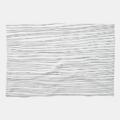 シックなハンドドローストライプドの黒と白のキッチンタオル キッチンタオル (横)