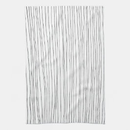 シックなハンドドローストライプドの黒と白のキッチンタオル キッチンタオル