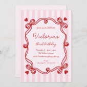 シックなハンドドロードボウ誕生日 招待状 (正面/裏面)