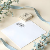 シックなハンドドロードボウ&フローラブーケモノグラム ラバースタンプ