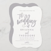 シックなハンドレターシルバー結婚式招待状 招待状 (正面/裏面)