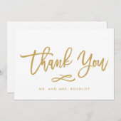シックなハンドレタード金ゴールドサンキューフラット サンキューカード (正面/裏面)