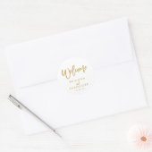 シックなハンドレタ結婚ーのウェルカムシール ラウンドシール (封筒)