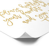 シックなハンドレタ結婚ーの詩のゲストブックサイン ポスター (角)