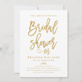 シックなハンドレタ結婚ー金ゴールドブライダルシャワー 招待状 (正面)