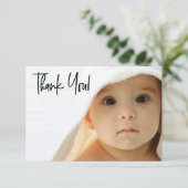 シックなハンドレットベビーガールフォトベビーシャワー サンキューカード (スタンド正面)