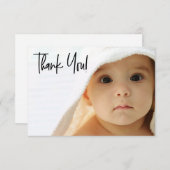 シックなハンドレットベビーガールフォトベビーシャワー サンキューカード (正面/裏面)