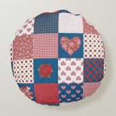 シックなハートとバラフェイクパッチワーク円枕 ラウンドクッション (裏面)