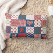 シックなハートとバラフェイクパッチワーク腰枕 ランバークッション (ブランケット)