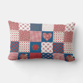 シックなハートとバラフェイクパッチワーク腰枕 ランバークッション (裏面)