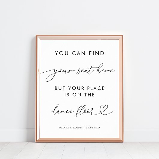 シックなハートスおもしろいクリプト結婚ダンスフロアのサイン ポスター
