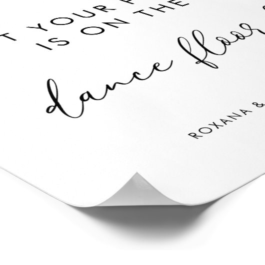 シックなハートスおもしろいクリプト結婚ダンスフロアのサイン ポスター (角)