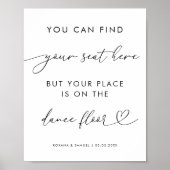 シックなハートスおもしろいクリプト結婚ダンスフロアのサイン ポスター (正面)