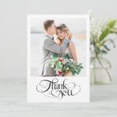 シックなハートモダン書道結婚写真 サンキューカード (スタンド正面)