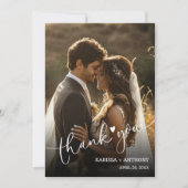 シックなハート結婚の写真ありがとう ノートカード (正面)