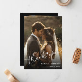 シックなハート結婚の写真ありがとう ノートカード (正面/裏面インサイチュ)