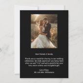 シックなハート結婚の写真ありがとう ノートカード (裏面)