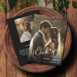 シックなハート結婚の写真ありがとう ノートカード