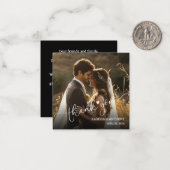 シックなハート結婚の写真を折り畳んだありがとう ノートカード (正面/裏面インサイチュ)