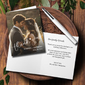 シックなハート結婚の写真を折り畳んだありがとう ノートカード