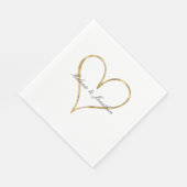 シックなハート金ゴールド スタンダードランチョンナプキン (角)