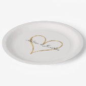 シックなハート金ゴールド ペーパープレート (アングル)