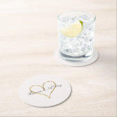 シックなハート金ゴールド ラウンドペーパーコースター (インサイチュ)