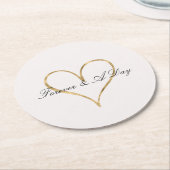 シックなハート金ゴールド ラウンドペーパーコースター (アングル)
