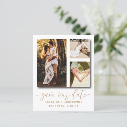 シックなバジェット救写真日付招待状 (スタンド正面)