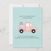 シックなバニーエッグヴィンテージトラックベビーシャワー 招待状 (裏面)