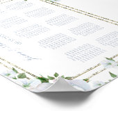 シックなバラとシルバー縁どのフローラシーティングチャート ポスター (角)