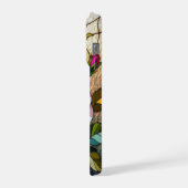 シックなバラと野生のスミレのステンドグラス iPhoneケース (左側面)