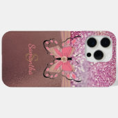 シックなバラゴールドフォイルの輝きガーリーの名前モノグラム Case-Mate iPhoneケース (裏面 (横))