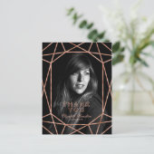 シックなバラゴールドフォイル卒業ありがとう写真 ポストカード (スタンド正面)