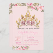 シックなバラティアラフローラベビーシャワー 招待状 (正面/裏面)