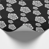 シックなバラパターン | 白黒フローラ ラッピングペーパー (角)