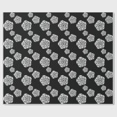 シックなバラパターン | 白黒フローラ ラッピングペーパー (フラット)