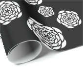 シックなバラパターン | 白黒フローラ ラッピングペーパー (ロールコーナー)