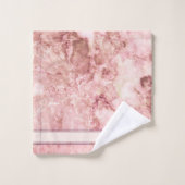 シックなバラピンククリスタルモノグラム名マーブルアゲート バスタオルセット (ウォッシュタオル)