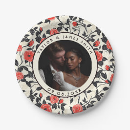シックなバラ結婚ミニマルプレート ペーパープレート