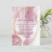 シックなバラ色の水彩書道の卒業 招待状 (スタンド正面)