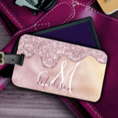 シックなバラ赤面グラデーションピンクドリップス滴下モノグラム ラゲッジタグ