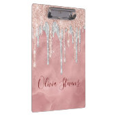 シックなバラ赤面シルバードリップモノグラム クリップボード (右)