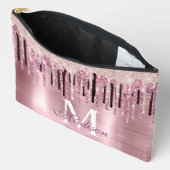 シックなバラ赤面ピンクドリップモノグラムノートブック アクセサリーポーチ (見開き)