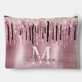 シックなバラ赤面ピンクドリップモノグラムノートブック アクセサリーポーチ (裏面)