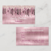 シックなバラ赤面ピンクドリップ 予約カード (正面/裏面)
